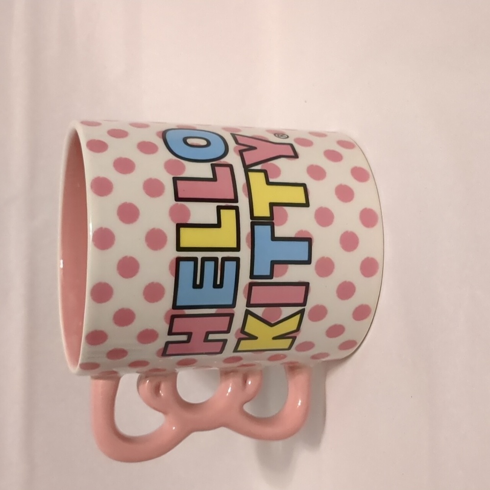 Hello Kitty Mug by Sanrio 20oz Pink Polka Dots Rainbow Coffee Tea Cocoa Birthday